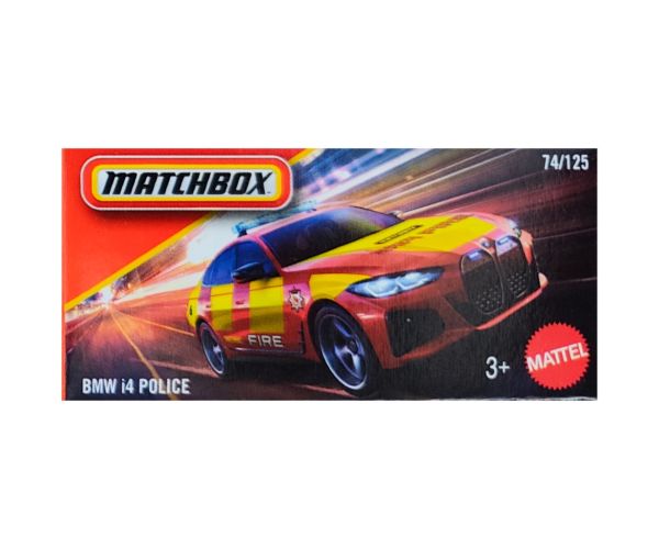 Matchbox: Mașină de poliție BMW i4 în cutie de carton 1/64 - Mattel