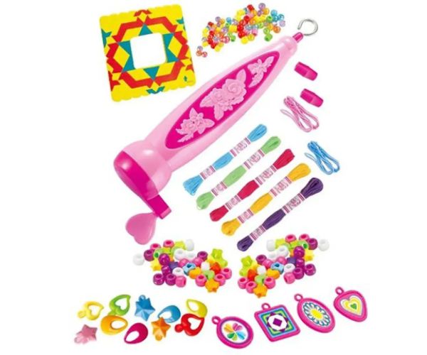 GlamorGirl: Set de mărgele pentru bijuterii cu peste 500 de margele, accesorii și mașină de mărgele