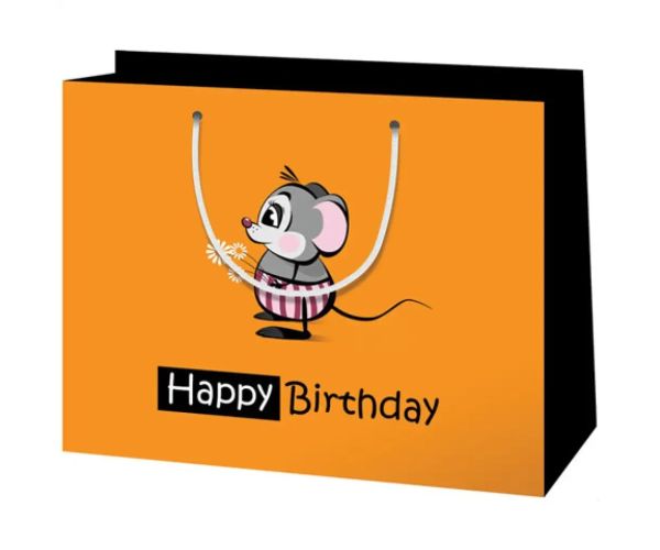 Dimensiune mijlocie Happy Birthday șoarece pungă cadou 18x23x10cm