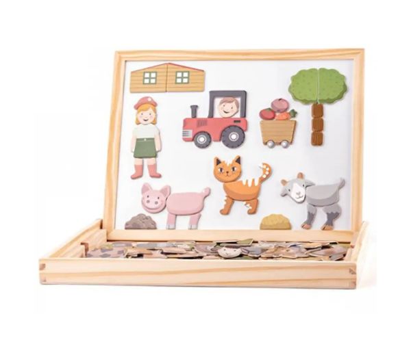 Tabel magnetic două părți cu animale set cu ramă din lemn - Woodyland