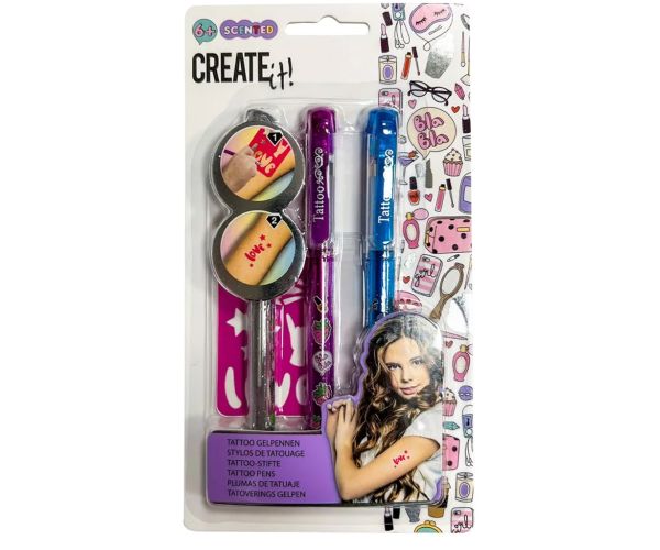 Canenco: Create It! Set de 3 stilouri gel cu tatuaje parfumate în mai multe variante