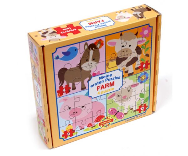 Primul meu puzzle: Animale de fermă 4 în 1 puzzle pentru bebeluși