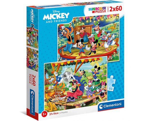 Mickey Mouse Supercolor 2 in 1 puzzle 2x60 bucăți - Clementoni