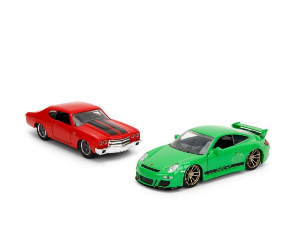 Fast & Furious Legacy Series – Dom Chevrolet Chevelle SS și Porsche 911 GT3 (997) set de modele auto din metal - Jada Toys