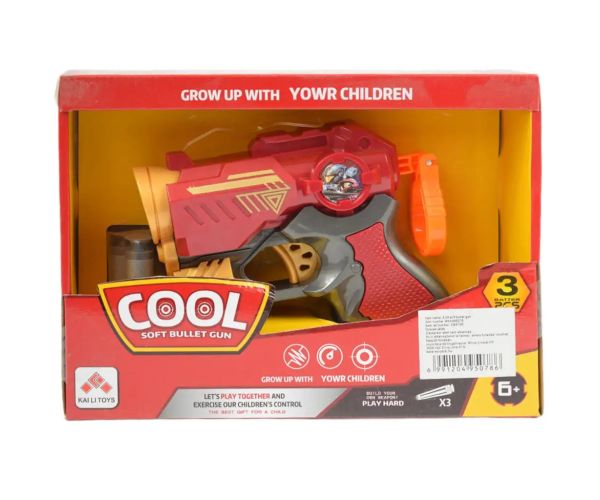 Cool Soft Bullet Gun: Pistol mic cu cartușe de culoare roșie 14cm