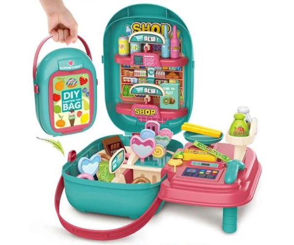 Set de cumpărături transportabilă 47 bucăți în geantă turquoise