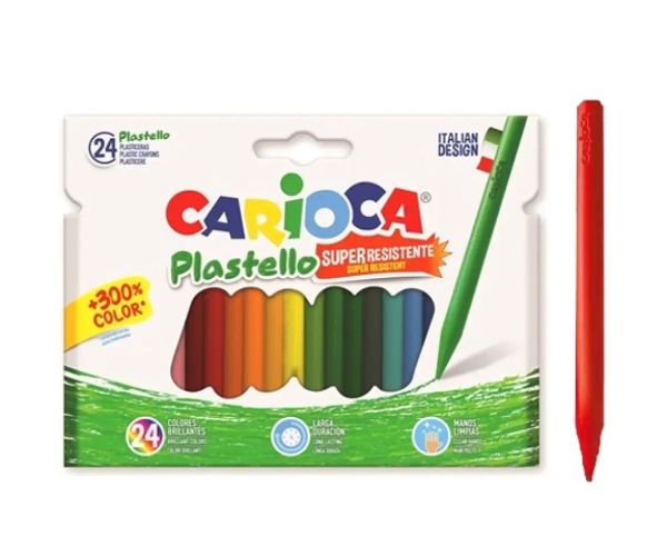 Carioca: Plastello set cretă cerată cu culori rezistente 24 bucăţi