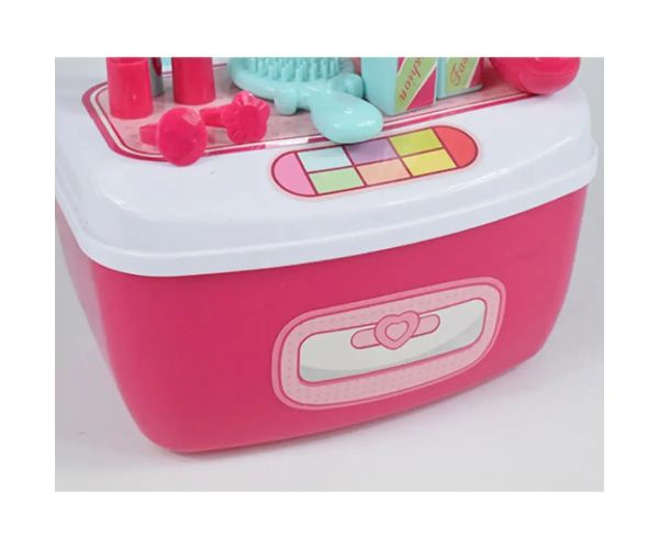 Set de frumusețe cu măsuță de toaletă cu oglindă și machiaj într-o cutie de depozitare