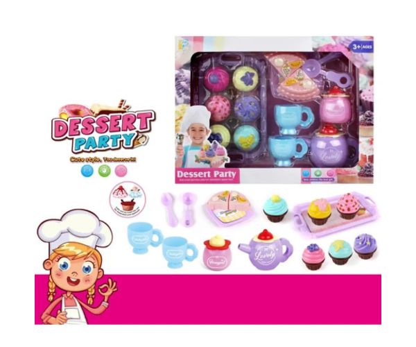 Plastic ceai și set de prăjitură cu accesorii
