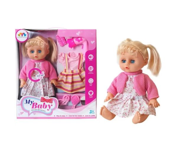 Păpușă blondă cu sunete, cu haine și accesorii