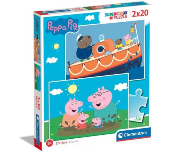 Peppa Pig Supercolor 2 in 1 2x20 bucăți puzzle - Clementoni