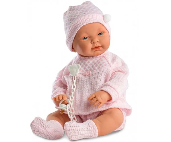 Bebeluș fetiță păpușă în rochie roz 45cm