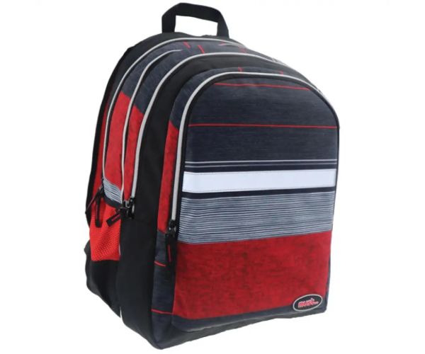 Must: roșu-negru 2 in 1 patru compartimente rucsac, ghiozdan 47x25x33cm