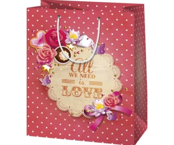 All I need is Love pungă cadou dimensiune mijlocie de 18x23x10cm