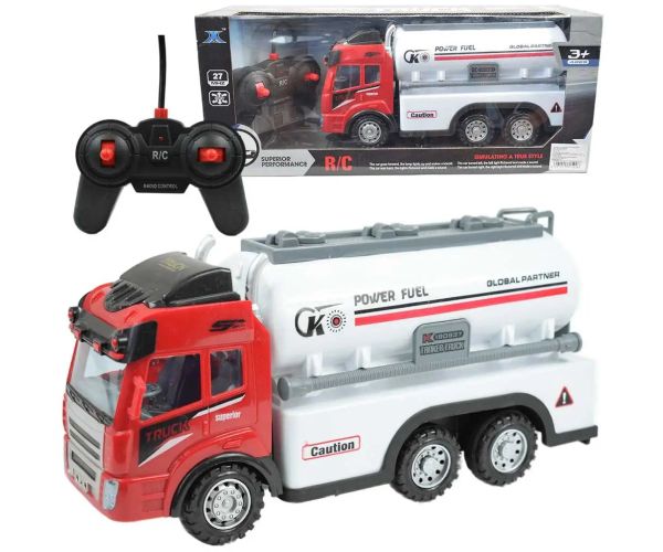 Camion cisternă de combustibil cu efecte de lumină cu telecomandă RC Scara 1/43 27 MHz 21cm