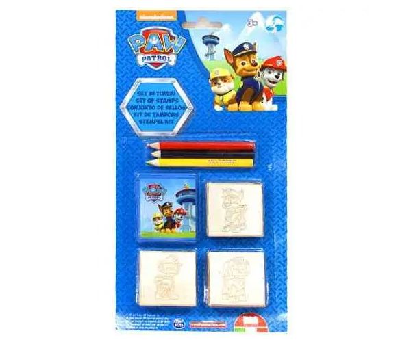 Paw Patrol set ştampile 3 bucăţi cu creioane colorate