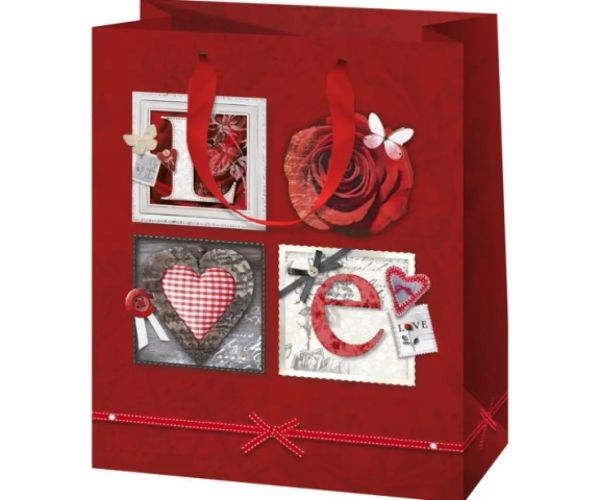 Love trandafir pungă de cadou dimensiune 18x23x10cm