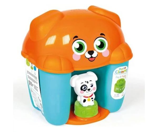 Clemmy joc de construcție cățel maro moale într-o cutie de depozitare set - Clementoni