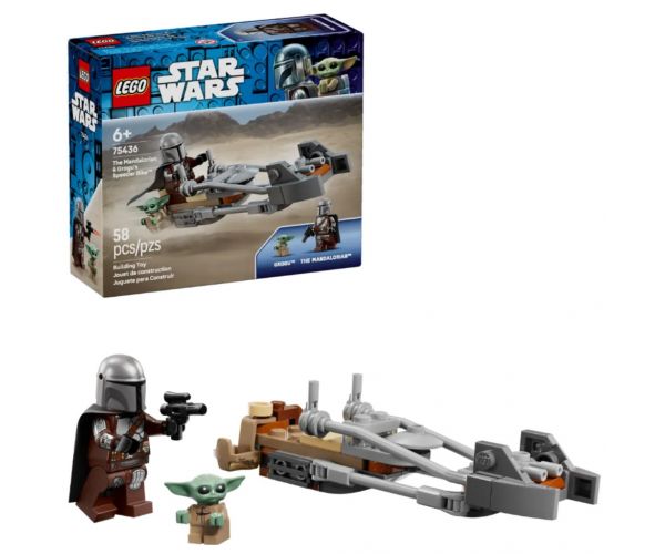 LEGO® Star Wars™: Speeder bike-ul Mandalorianului și al lui Grogu (75436)