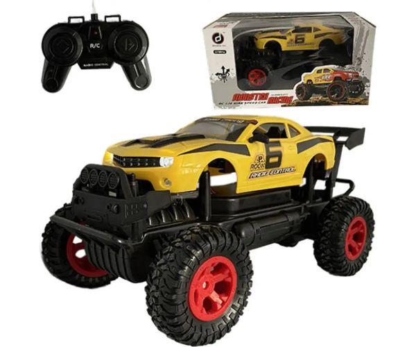 RC Off-Road mașină de jucărie galbenă Camaro cu lumină 27 MHz 29cm 1/14 scală