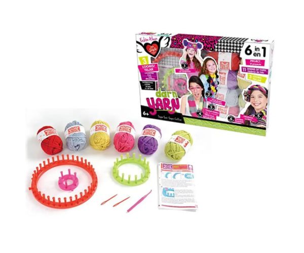 6 in 1 set de țesut cu fire colorate
