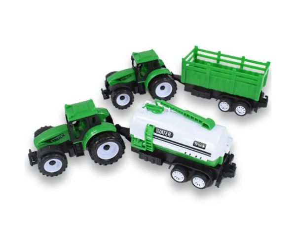 Farm Truck: Set tractor verde din două părți cu remorcă