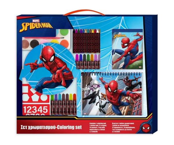 Luna: Spider-Man set de colorat cu șablon și autocolant 54x47cm