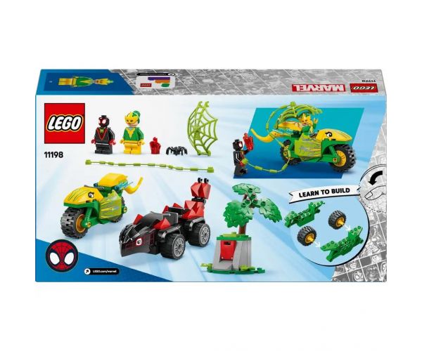 LEGO® Marvel: Spin și Electro - Urmărire cu vehiculul dinozaur (11198)