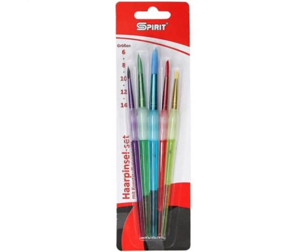 Spirit: Pensulă set păr ponei cu mâner plastic colorat 5 bucăți