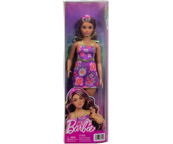 Barbie: Fashionista Prietene cu rochii florale și părul violet – Mattel