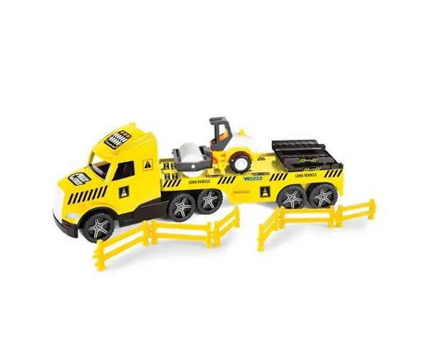 Magic Truck Technic: Camion cu vehicul și lumini 80cm - Wader