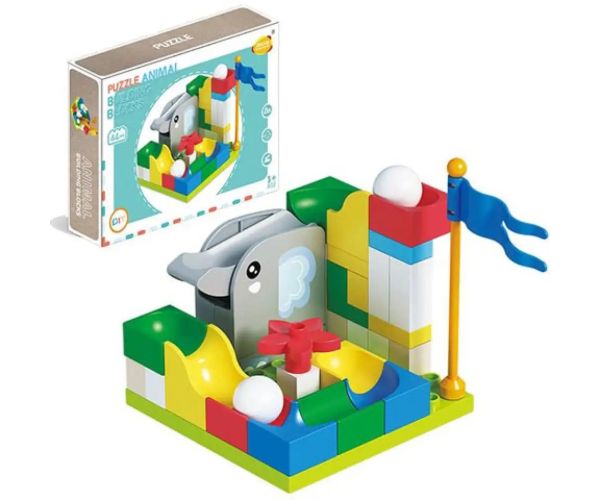 Set cuburi de construcție elefant colorat 44 bucăți