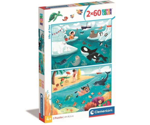 Viața pe mare supercolor 2 în 1 puzzle 2x60buc - Clementoni