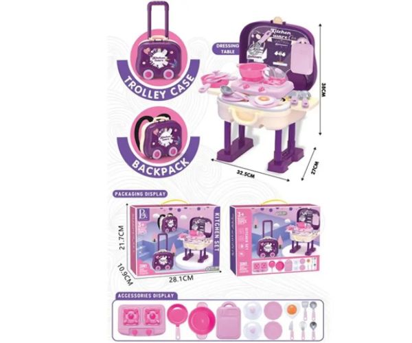 Mov 2in1 set bucătărie în valiză tip troler