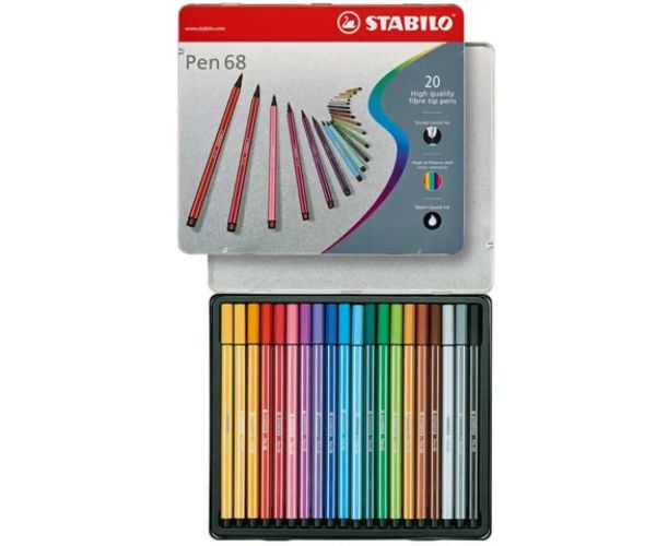 Stabilo: Pen 68 în cutie metal set marker 20 bucăți