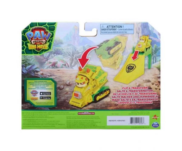 Paw Patrol Dino Movie - Vehicule acrobatic răsturnat Rubble - Spin Master