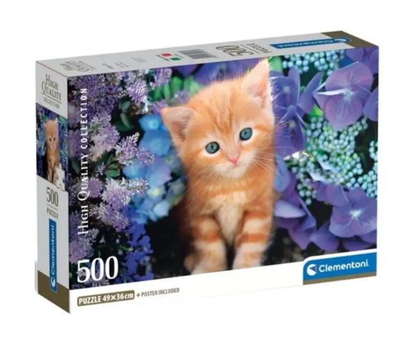 Pisica roșie printre flori 500buc HQC puzzle compact - Clementoni