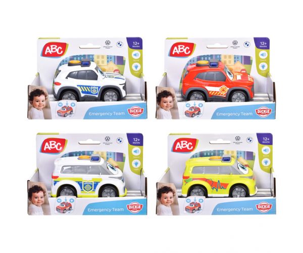 ABC Emergency Team mașinuță cu lumini și sunete, mai multe variante, 1 buc - Dickie Toys