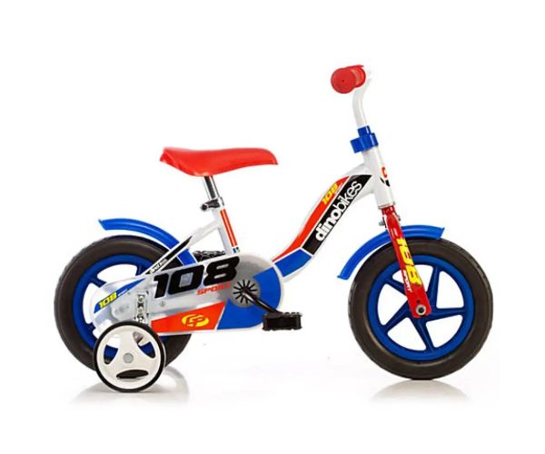 Bicicletă pentru copii roșie-albă de mărimea 10 - bicicletă Dino bikes