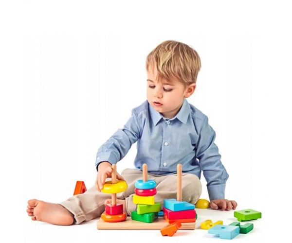 Montressori lemn set de joacă constructor de turnuri - Woodyland