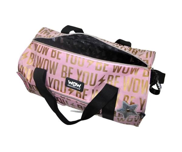 WOW Generation: Geantă sport roz-aurie cu autocolante de 43cm