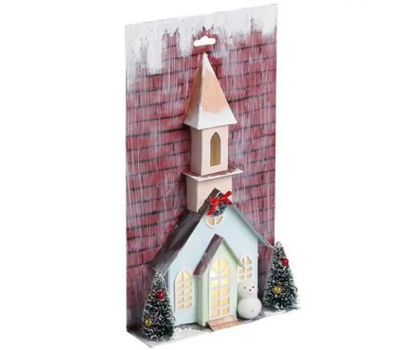 Stop & Look: biserică hârtie de Crăciun cu lumini 17x5x30cm
