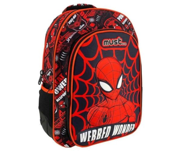 Must: Spider-Man albastru închis-roșu rucsac, ghiozdan 32x18x43cm