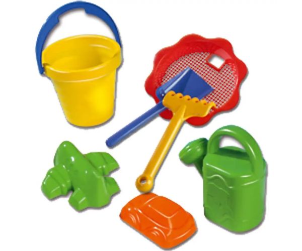 Set de nisip mare cu găleată ondulată 7 piese - D. Toys