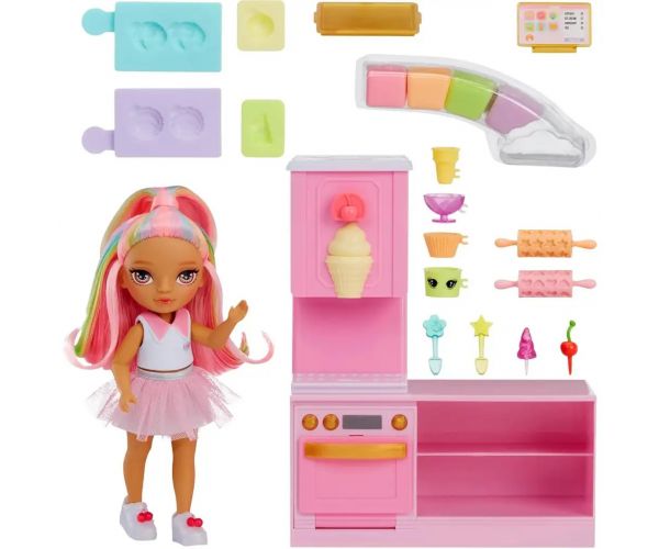 Rainbow High: Set de joacă Cofetărie cu păpușa Kandy Hart