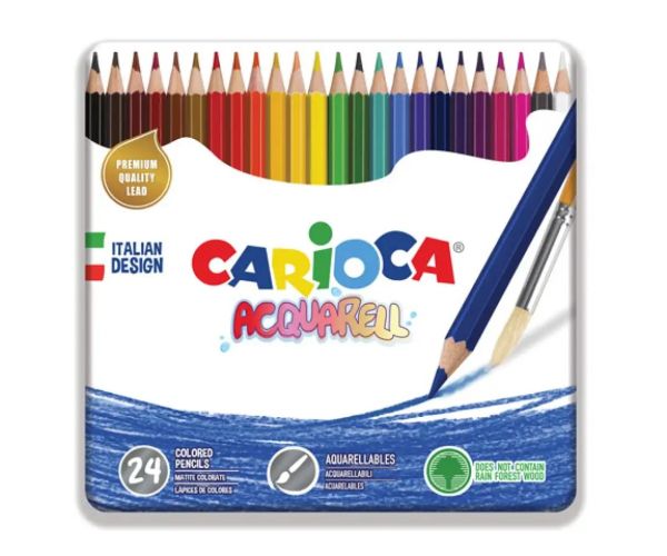 Acuarelă creioane colorate 24 bucăți set în cutie metal - Carioca