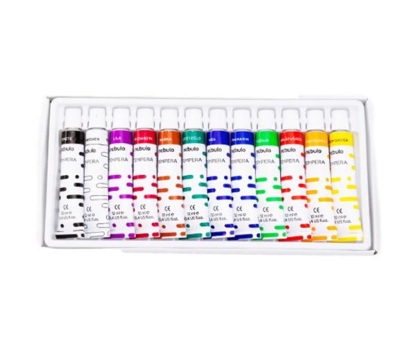 Nebulo: set tempera colorată 12ml 12 bucăți