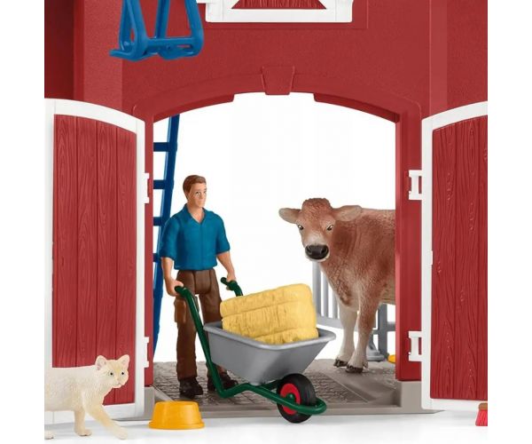 Schleich: Lumea Fermei - Set de joc cu grajd și animale (42606)