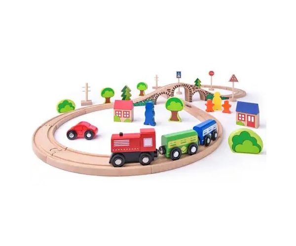 Set pistă feroviară accesoriu din lemn formă 8 - Woodyland