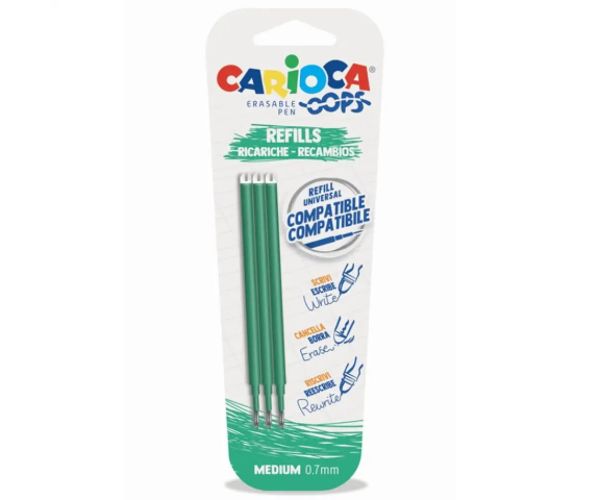 Oops rezervă verde care se poate șterge 0,7mm set 3 bucăți - Carioca